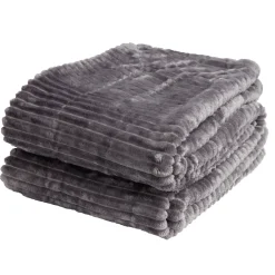 Plaid sherpa flanelle gris 130x160cm < Gifi New