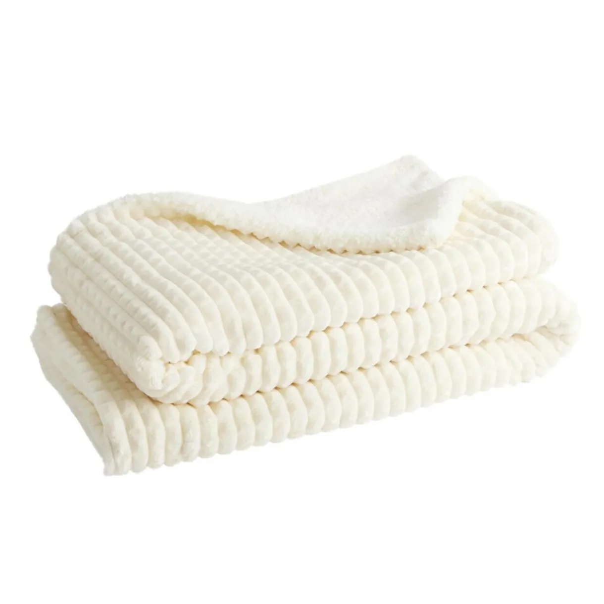 Plaid sherpa flanelle 130x160cm jacquard petits carreaux en relief (4 modèles) < Gifi Discount