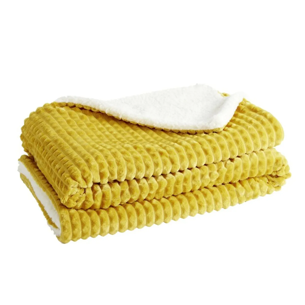 Plaid sherpa flanelle 130x160cm jacquard petits carreaux en relief (4 modèles) < Gifi Discount