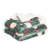 Plaid sherpa motif Père Noël rouge et vert 150x120cm < Gifi Discount