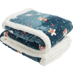 Plaid sherpa Noël flanelle motifs sucre d'orge pain d'épices 120x150cm < Gifi Best