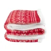 Plaid sherpa Noël motif traditionnel flocon rouge et blanc 120x150cm