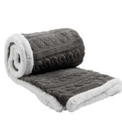 Plaid sherpa pilou pilou motif gris L130x160cm < Gifi New