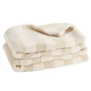 Plaid Teddy fourrure beige et blanc 130x190cm (2 modèles damier ou rayures)