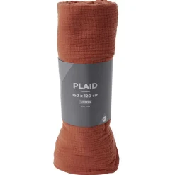 Plaid terracotta uni 100% coton 150x120cm < Gifi Online