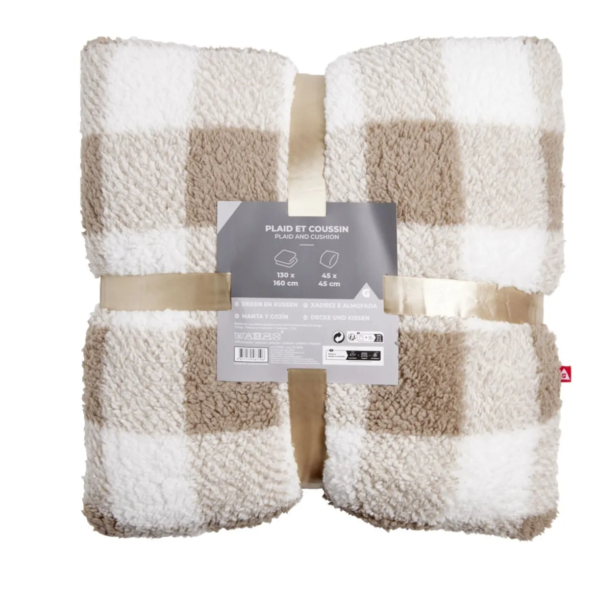 Plaid 130x160cm avec coussin 45x45cm motif tartan - 3 modèles < Gifi Online