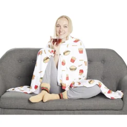 Plaid 130x160cm avec 1 paire de chaussettes fun assortie - 2 modèles