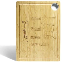 Planche à découper bambou avec rigole et récupérateur de jus 38x28x1,5cm < Gifi