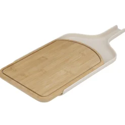 Planche à découper 2en1 bambou et support plastique coulissant blanc 21x42cm