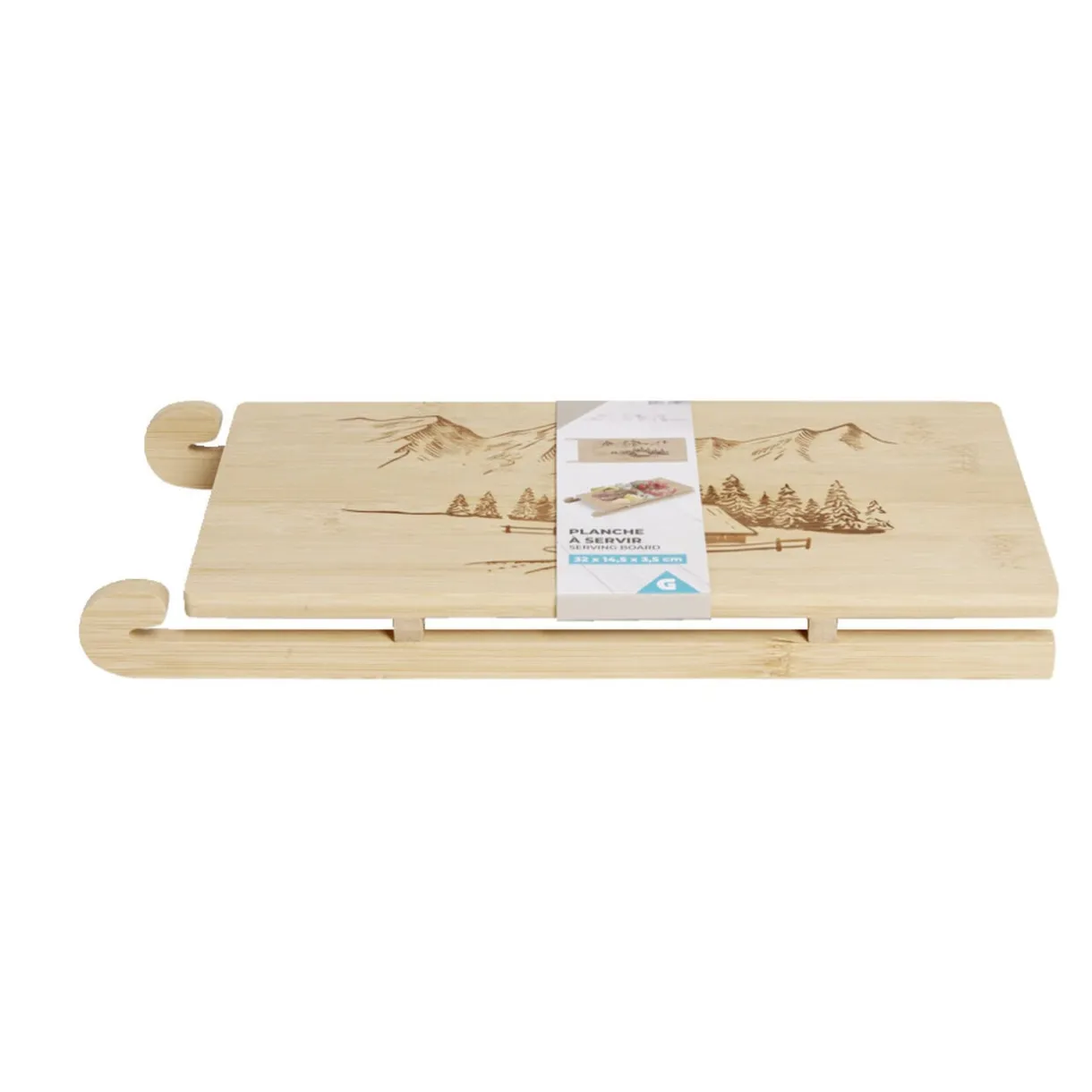 Planche de service bambou forme luge 32X14,5cm < Gifi Outlet