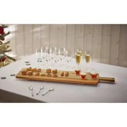 Planche de service XL en bois d'acacia avec pied 20x75cm