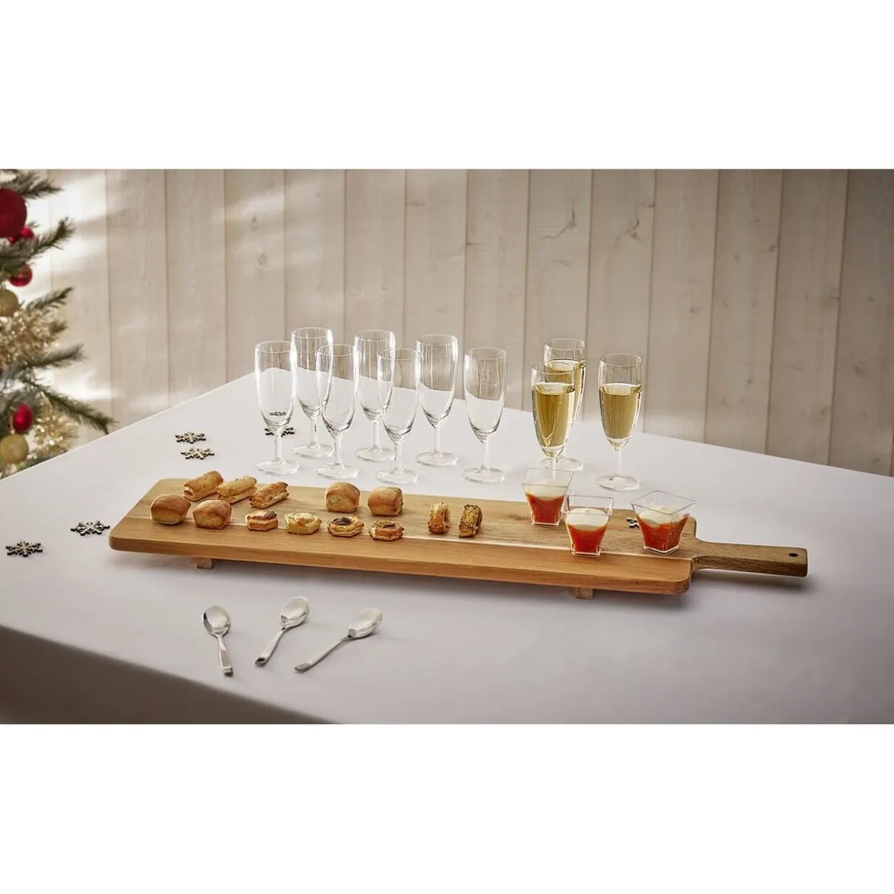Planche de service XL en bois d'acacia avec pied 20x75cm