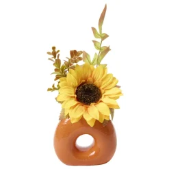 Plante artificielle automne dans pot céramique forme donut Ø14xH28cm (2 modèles) < Gifi