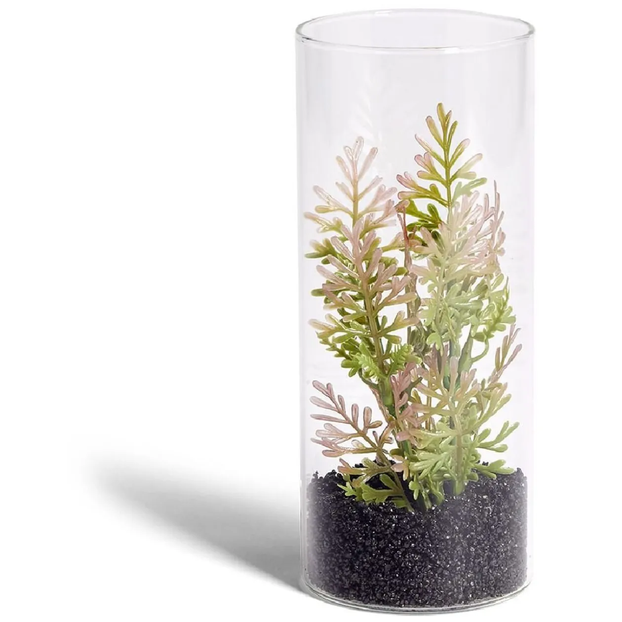 Plante artificielle dans pot tube en verre Ø8xH19cm