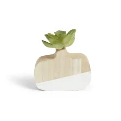 Plante artificielle dans pot MDF blanc et naturel 7,5x7xH10,5cm < Gifi Outlet