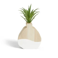 Plante artificielle dans pot MDF blanc et naturel 7,5x7xH10,5cm < Gifi Outlet