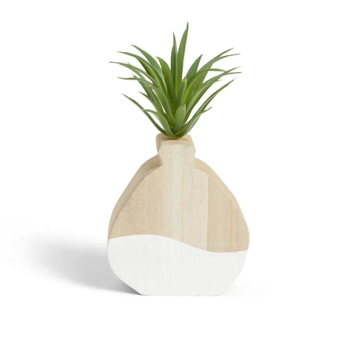 Plante artificielle dans pot MDF blanc et naturel 7,5x7xH10,5cm < Gifi Outlet