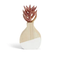 Plante artificielle dans pot MDF blanc et naturel 7,5x7xH10,5cm < Gifi Outlet