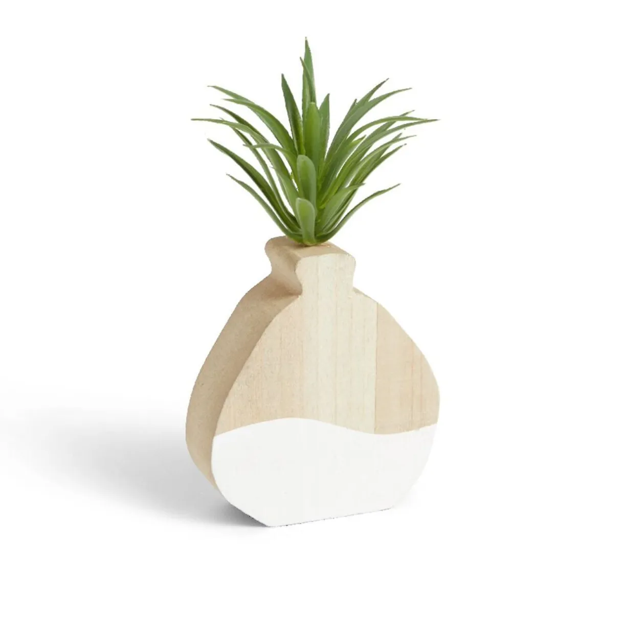 Plante artificielle dans pot MDF blanc et naturel 7,5x7xH10,5cm < Gifi Outlet