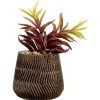Plante artificielle dans pot effet bois