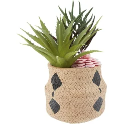 Plante artificielle dans pot en forme de panier en céramique