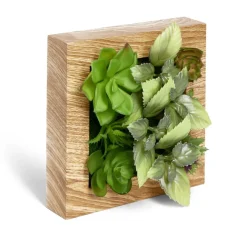 Plante artificielle décoration murale cadre bois naturel 20x20cm
