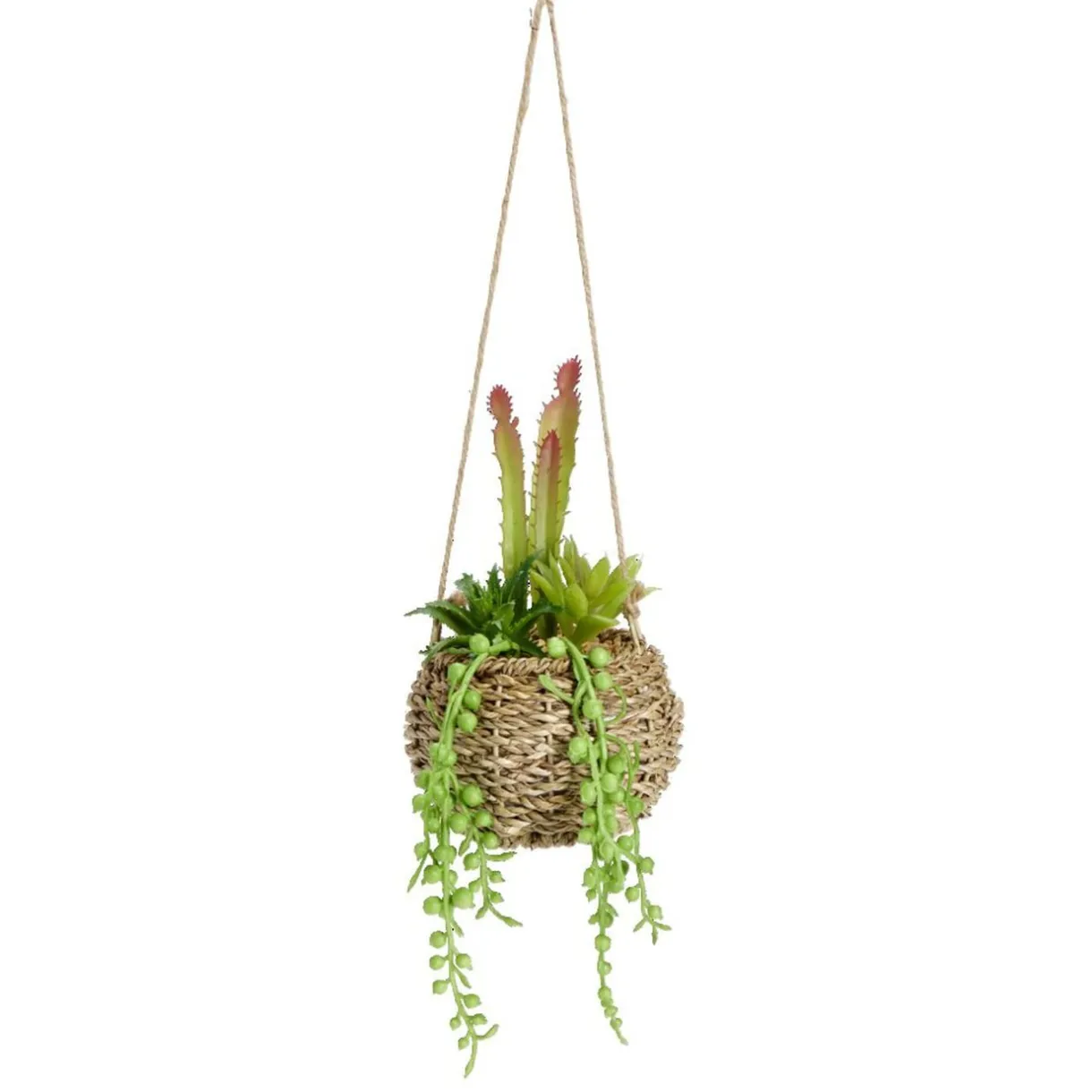 Plante artificielle en pot tressé à suspendre succulente verte - 4 modèles < Gifi Outlet