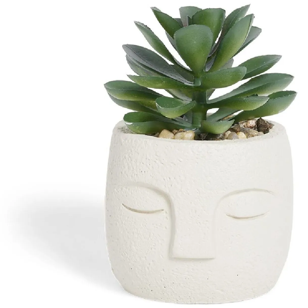 Plante artificielle pot ciment forme visage Ø6,5xH9cm (plusieurs modèles) < Gifi Discount