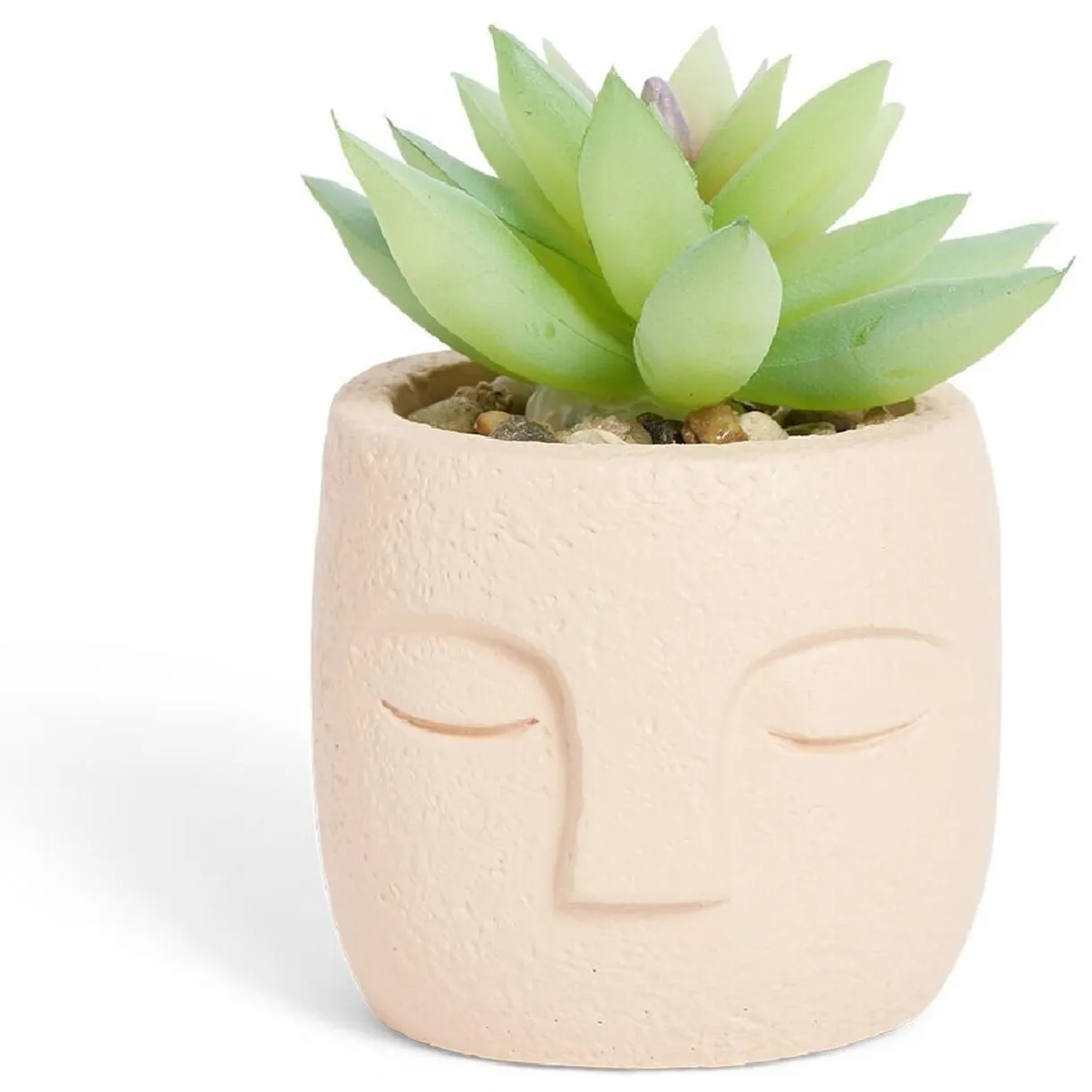 Plante artificielle pot ciment forme visage Ø6,5xH9cm (plusieurs modèles) < Gifi Discount