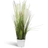 Plante artificielle touffue verte et blanche pot blanc herbes oignon