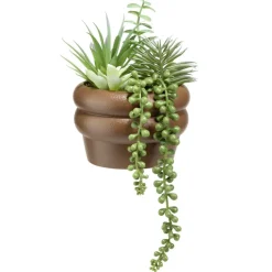 Plante verte artificielle dans pot ciment marron Ø14xH19cm < Gifi Hot