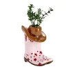 Plante verte artificielle dans pot céramique forme botte cowboy 9x6xH17cm < Gifi Sale