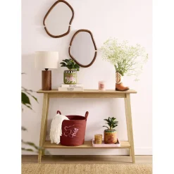 Plante verte artificielle dans pot céramique Indie à motifs Ø14xH25cm (2 modèles)