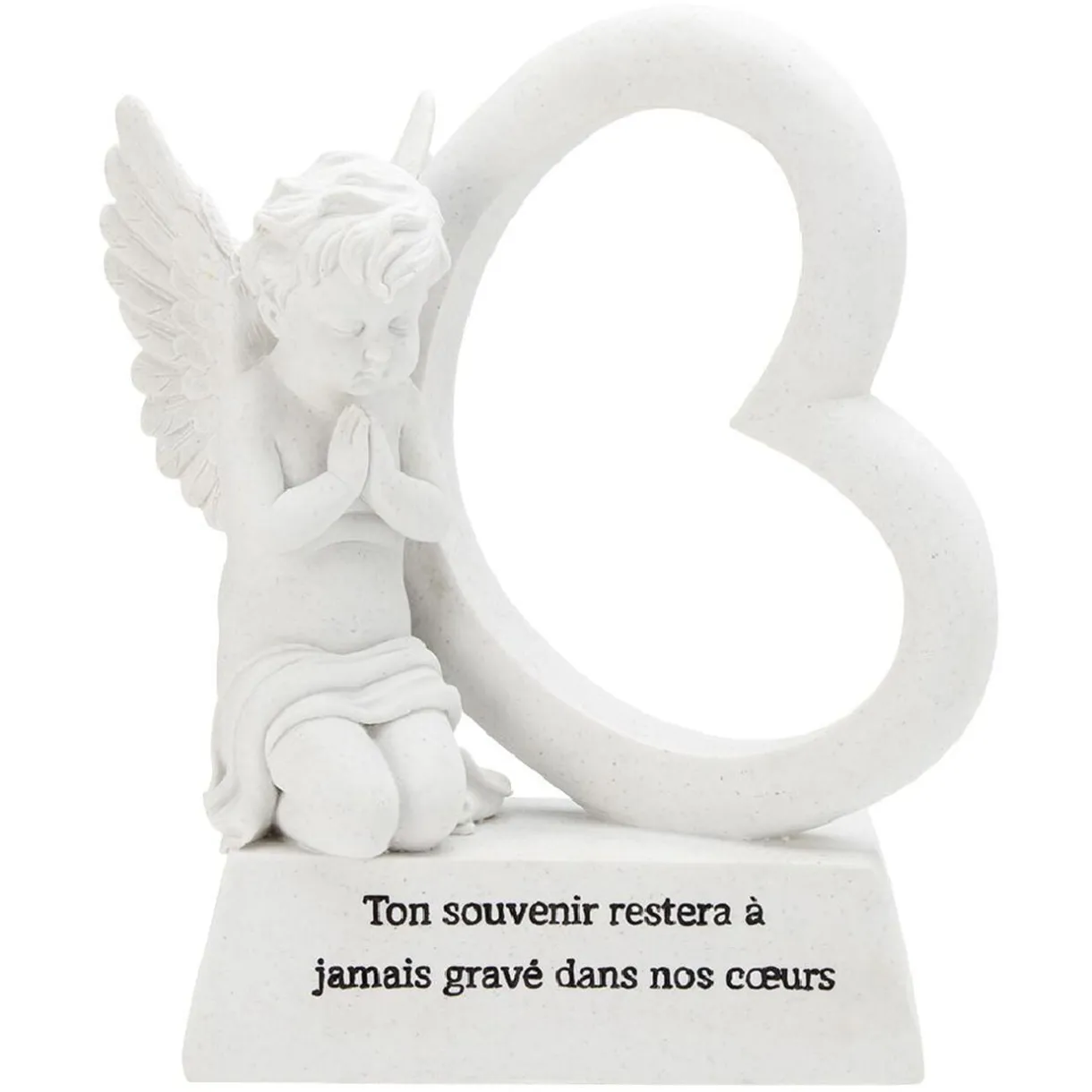 Plaque funéraire Ange+coeur sur socle blanc < Gifi Discount
