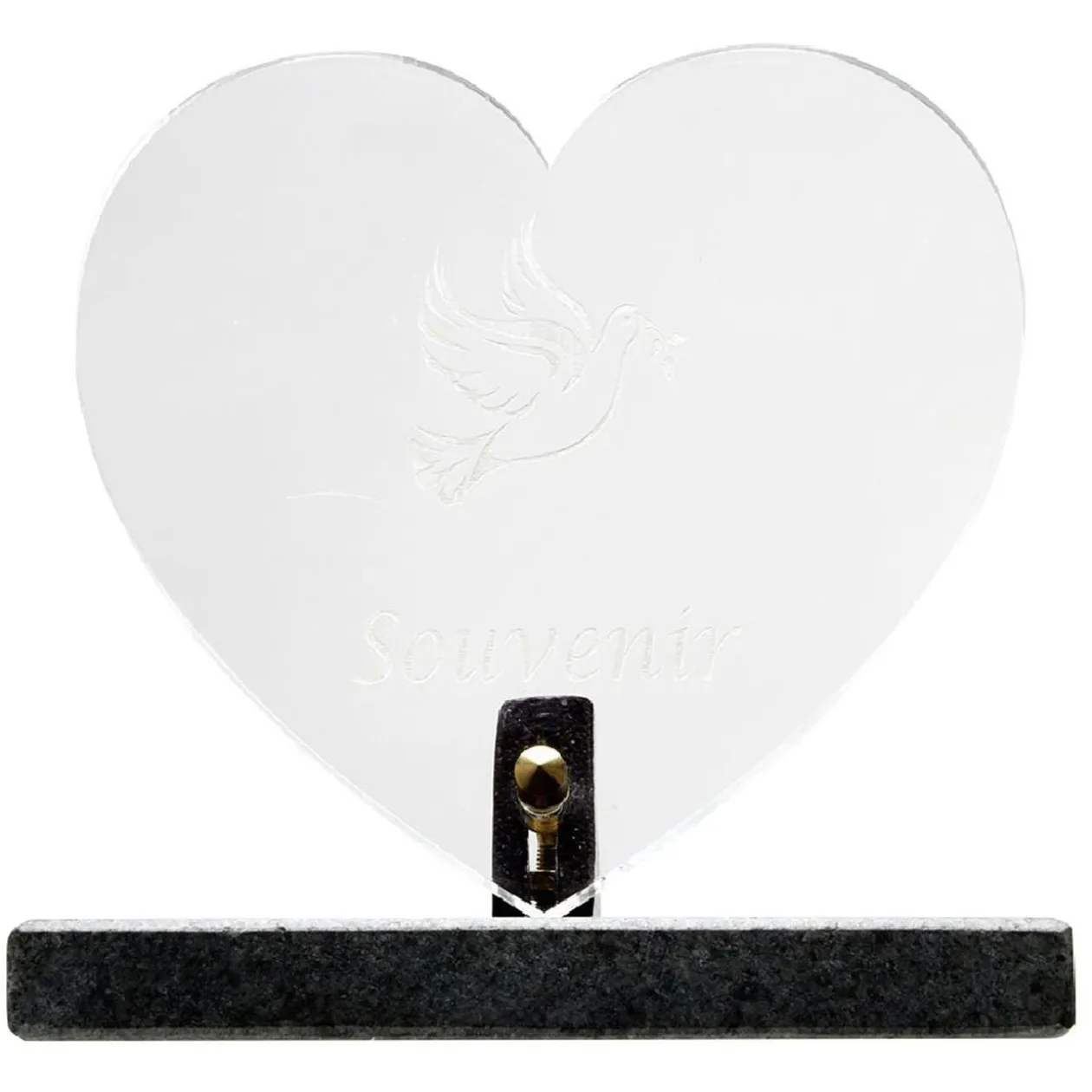Plaque funéraire coeur transparent