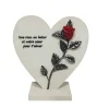 Plaque funéraire forme coeur avec rose et message H23cm < Gifi Hot