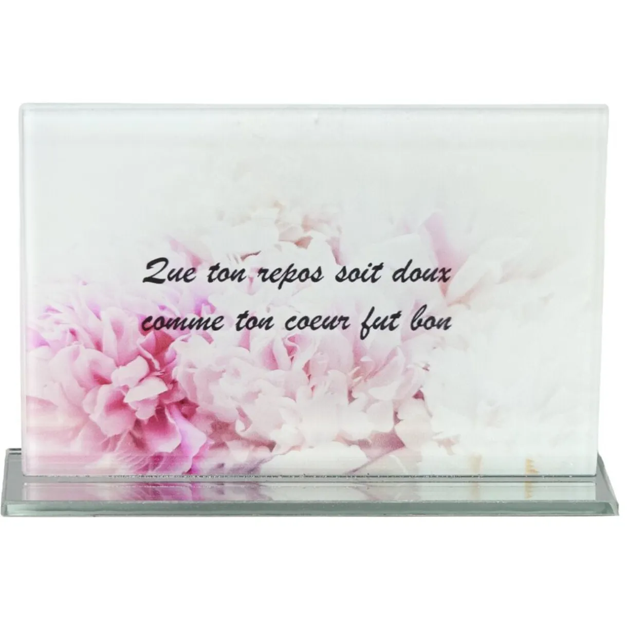 Plaque funéraire inscription rectangulaire en verre rose et blanc 16x3,5xH10,5cm < Gifi Clearance