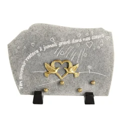 Plaque funéraire polyrésine avec message et colombes H13,2cm < Gifi Online