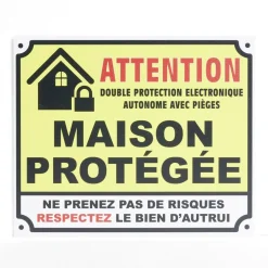 Plaque signalétique "Attention, maison protégée" - 24x20 cm < Gifi Sale