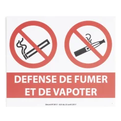 Plaque signalétique "Défense de fumer et de vapoter" - 24x20 cm < Gifi Clearance
