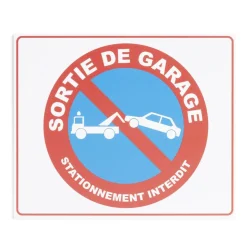 Plaque signalétique "Stationnement interdit, sortie de garage" 24x20cm