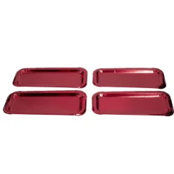 Plat à cake x4 en carton rouge 15,5x34cm