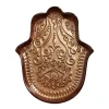 Plat de présentation forme main de Fatma en verre orange cuivré 17x21cm < Gifi