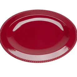 Plat de service Noël ovale céramique rouge 35x45cm < Gifi Discount