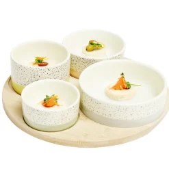 Plateau apéritif rond en bambou Ø22xH5,6cm avec 4 coupelles < Gifi Hot