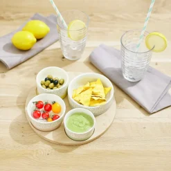 Plateau apéritif rond en bambou Ø22xH5,6cm avec 4 coupelles < Gifi Hot