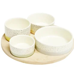 Plateau apéritif rond en bambou Ø22xH5,6cm avec 4 coupelles < Gifi Hot