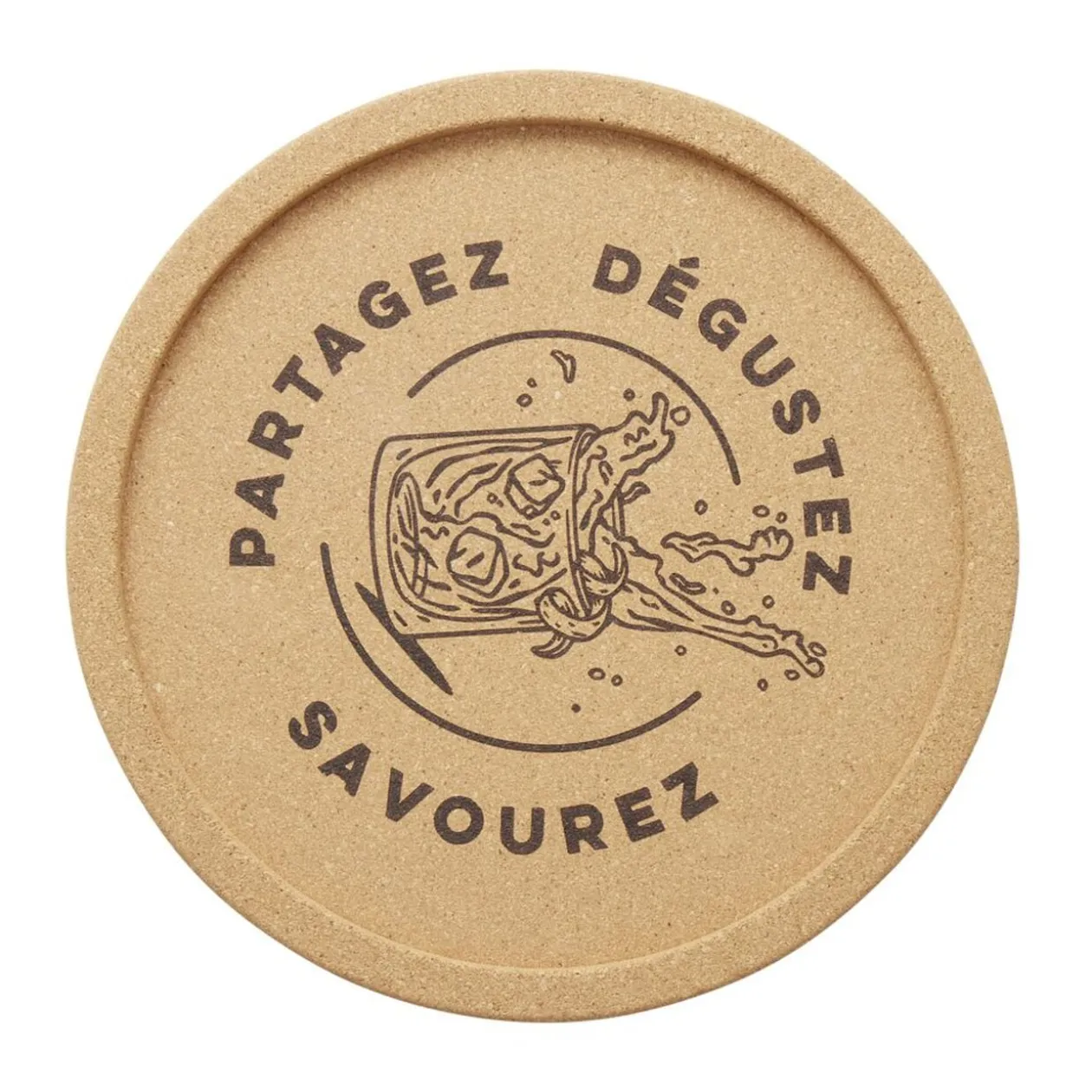 Plateau apéritif rond en liège Ø30xH1,5cm (2 modèles)