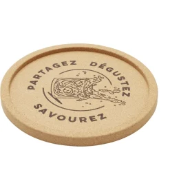 Plateau apéritif rond en liège Ø30xH1,5cm (2 modèles)