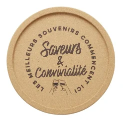 Plateau apéritif rond en liège Ø30xH1,5cm (2 modèles)